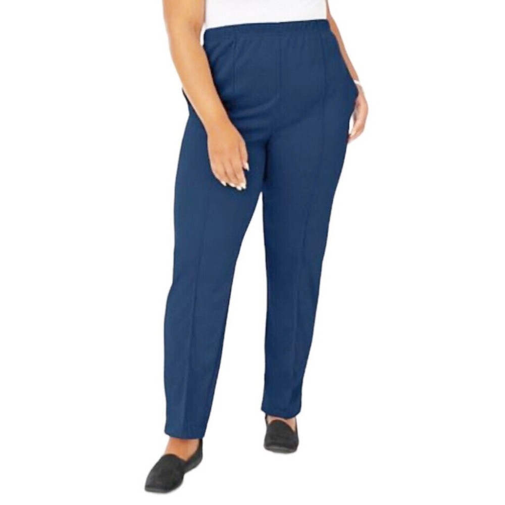 Blair Women Blue Pants Plus 18W Double Knit Stitched Crease Pushers